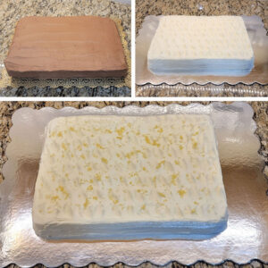 picture of three different sheet favors of sheet cakes.