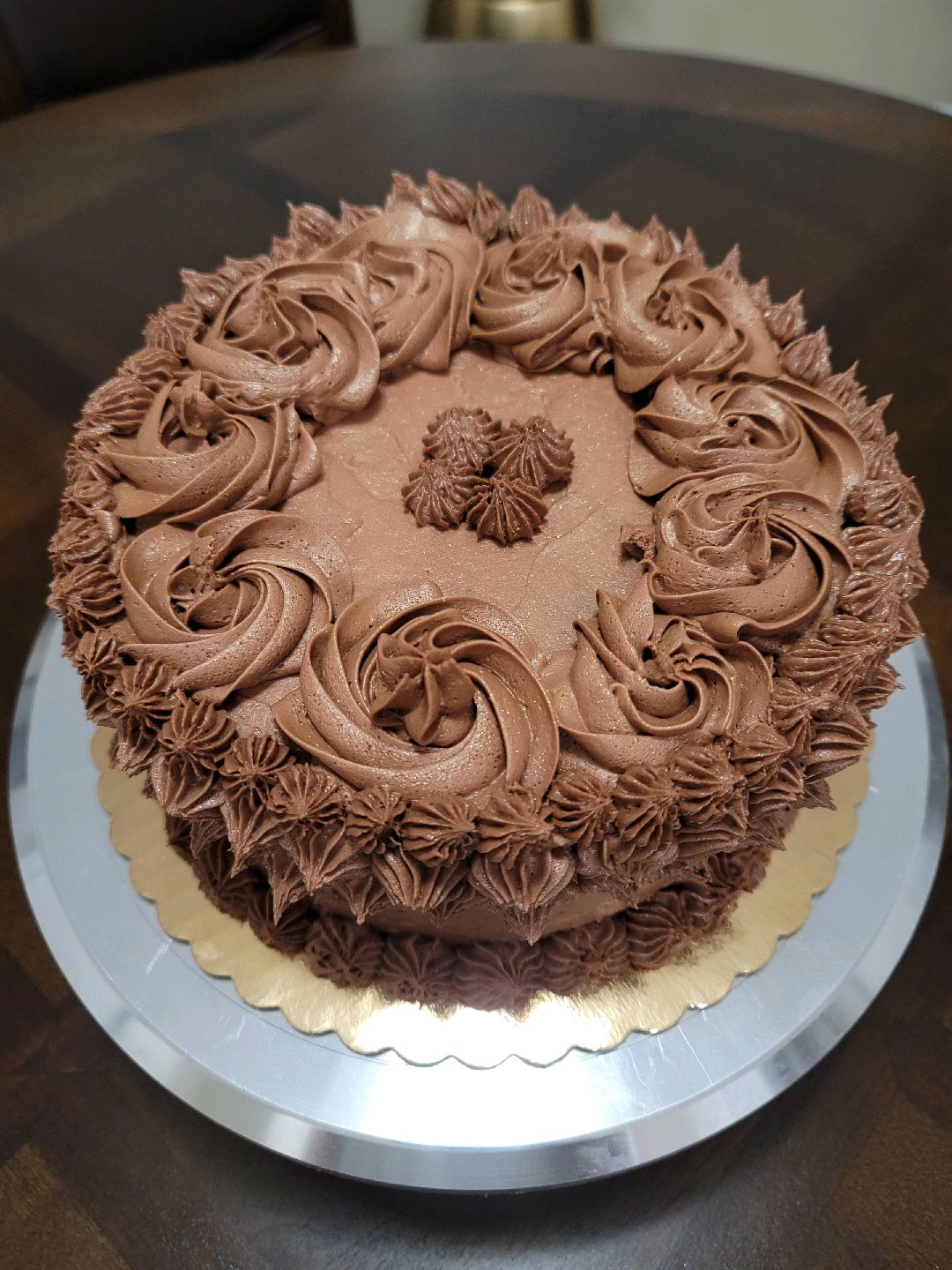 Chocolate Layer Cake with Decorative Icing