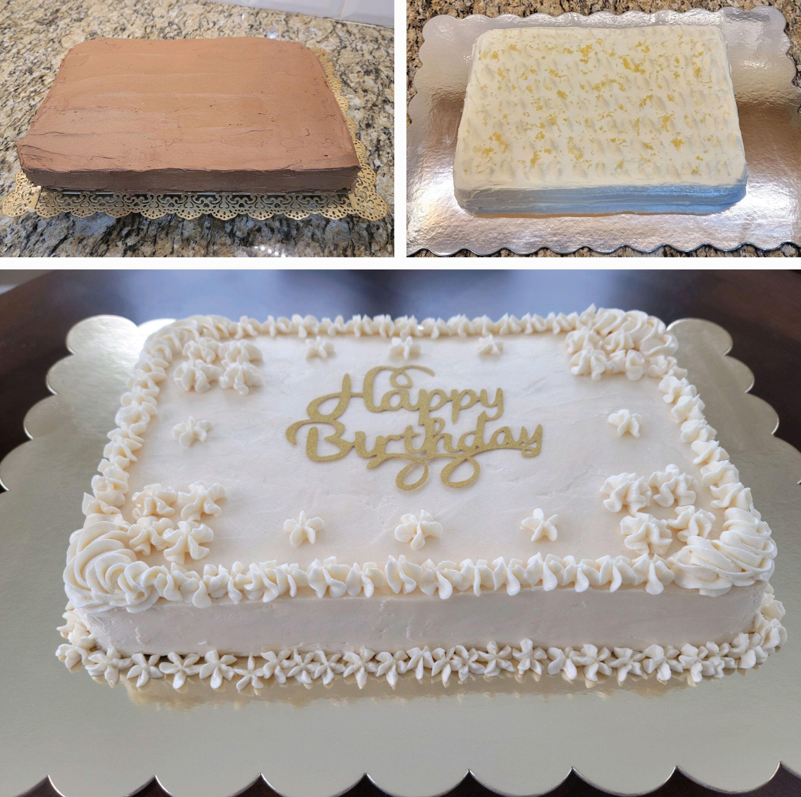 picture of three different sheet favors of sheet cakes.